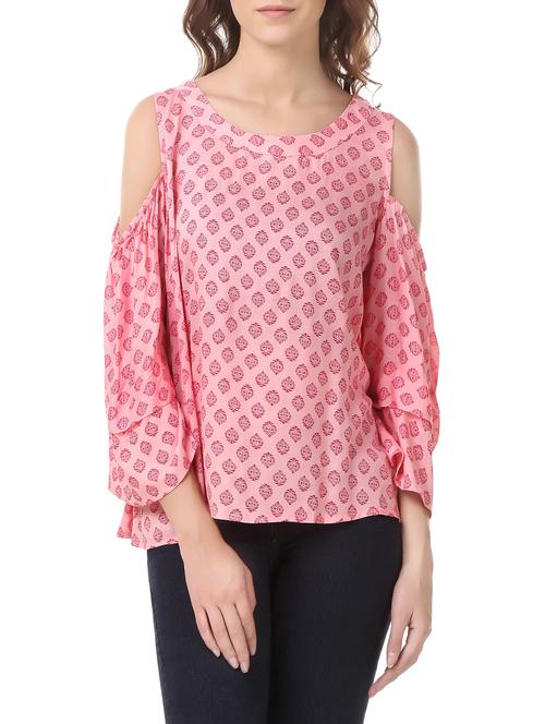 pink cold shoulder top - 14536199 - Standard Image - 1