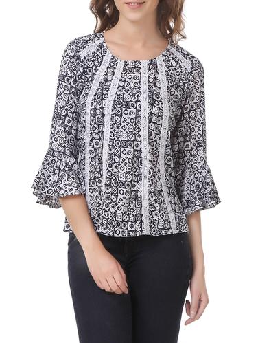 blue printed crepe top - 14536200 - Very Small Image - 1