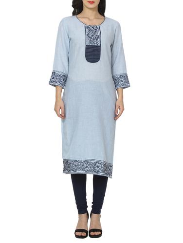 blue straight woolen kurta - 14536291 - Very Small Image - 1