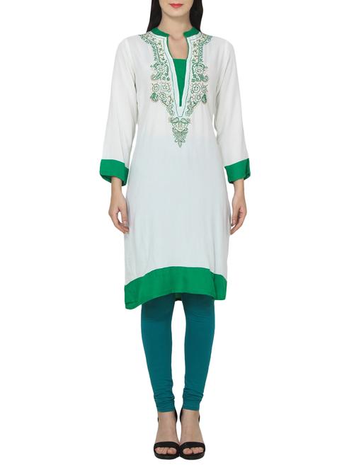 white rayon straight kurta - 14536304 - Standard Image - 1