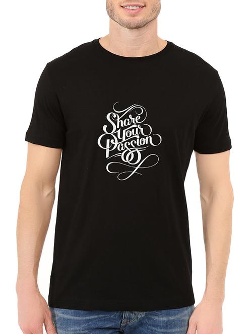 black cotton chest print tshirt - 14536309 - Standard Image - 1