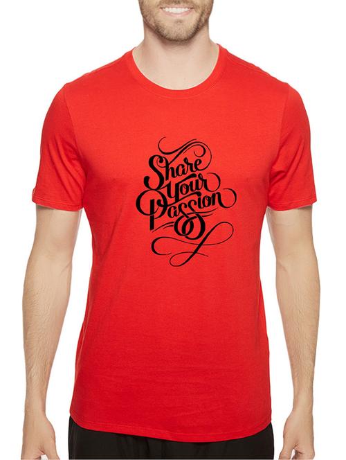 red cotton chest print tshirt - 14536314 - Standard Image - 1