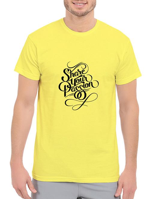yellow cotton chest print tshirt - 14536317 - Standard Image - 1