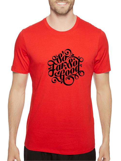 red cotton chest print tshirt - 14536324 - Standard Image - 1