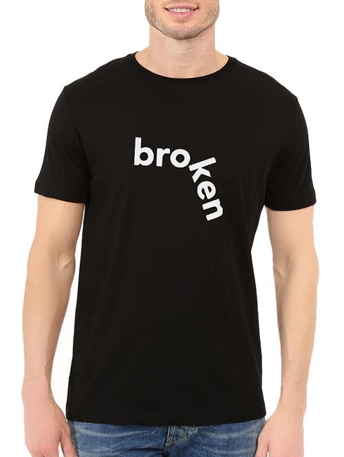 black cotton chest print tshirt - 14536329 - Standard Image - 1