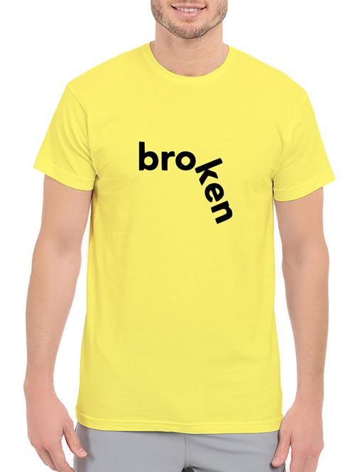 yellow cotton chest print tshirt - 14536337 - Standard Image - 1