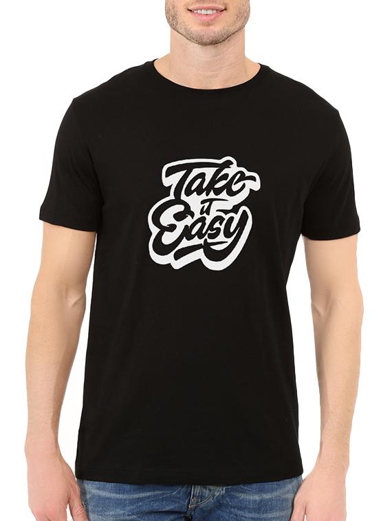 black cotton chest print tshirt - 14536339 - Zoom Image - 1