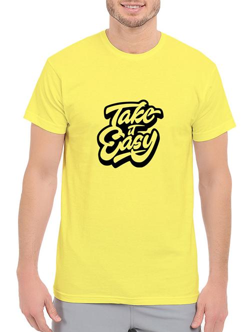 yellow cotton chest print tshirt - 14536347 - Standard Image - 1