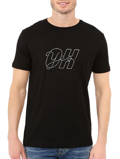 black cotton chest print tshirt - 14536349 - Standard Image - 1