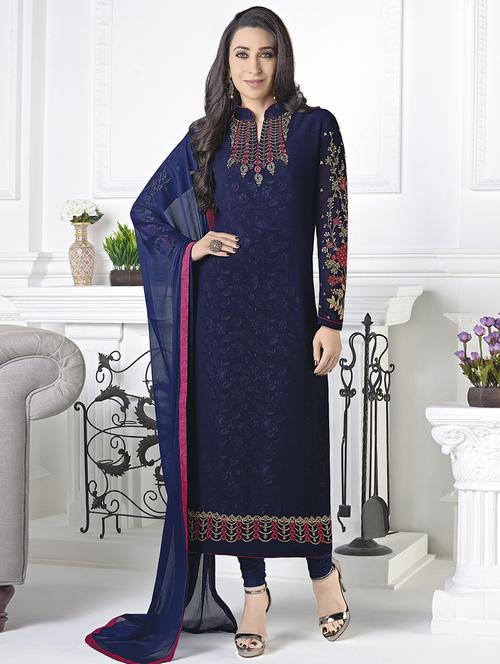 blue churidaar suit dress material - 14536481 - Very Small Image - 1