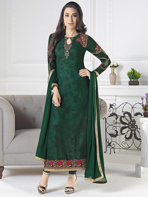 green churidaar suit dress material - 14536484 - Very Small Image - 1