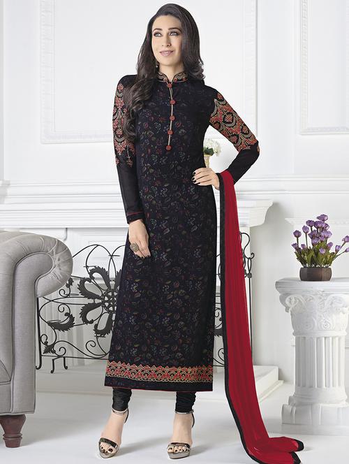 black churidaar suit dress material - 14536486 - Very Small Image - 1
