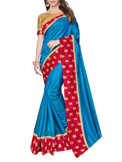 blue silk bordered saree with blouse - 14536494 - Standard Image - 1