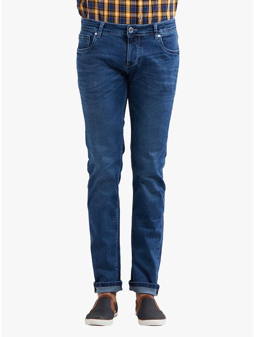 blue cotton plain jeans - 14536509 - Very Small Image - 1