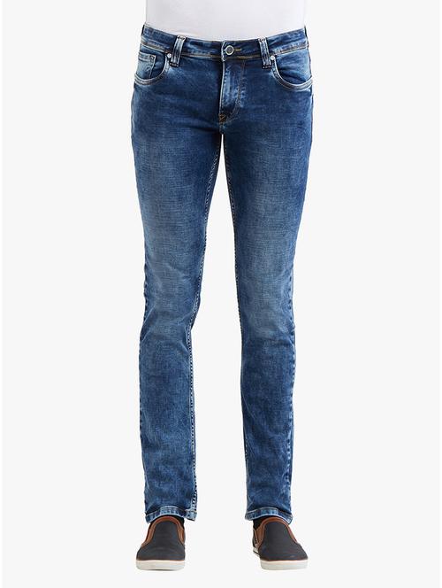 blue cotton washed jeans - 14536518 - Very Small Image - 1