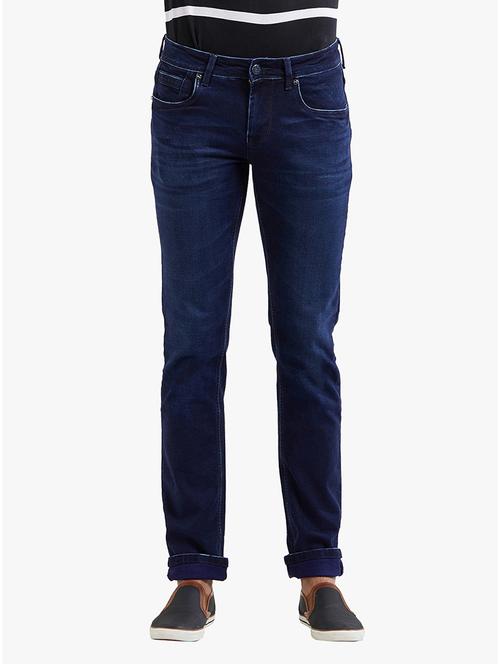 navy blue cotton washed jeans - 14536523 - Standard Image - 1
