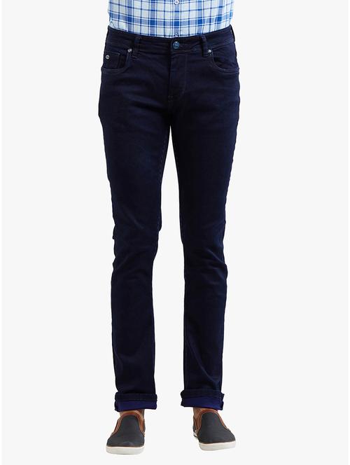 navy blue cotton plain jeans - 14536525 - Standard Image - 1