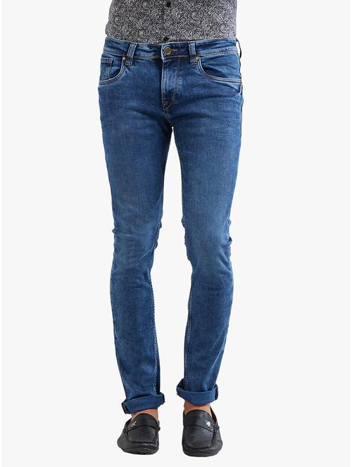 blue cotton washed jeans - 14536526 - Very Small Image - 1