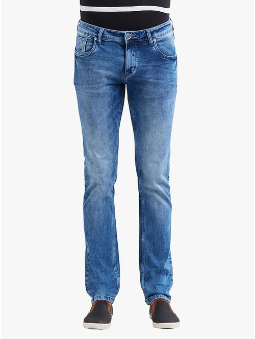 blue cotton washed jeans - 14536531 - Very Small Image - 1