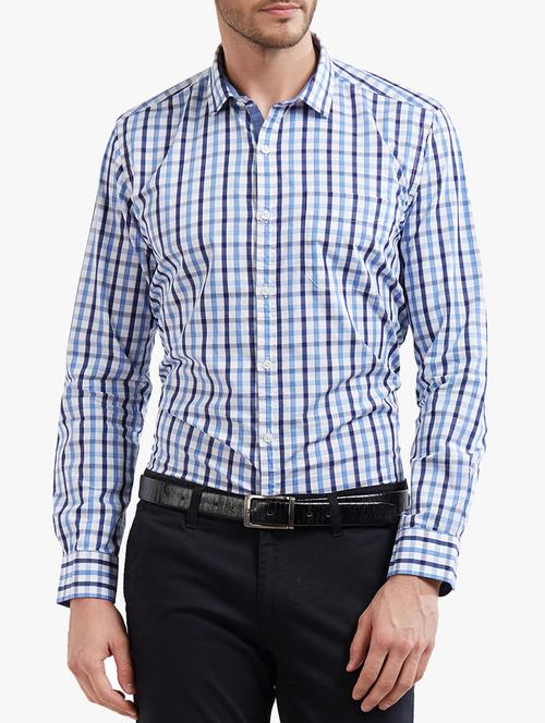 blue cotton casual shirt - 14536553 - Very Small Image - 1