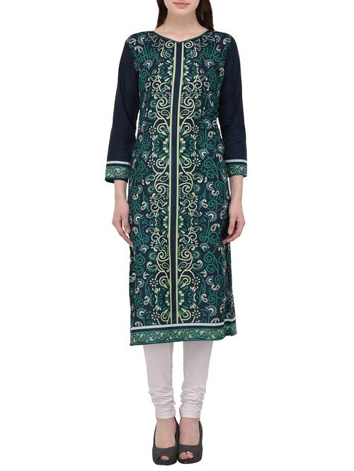 green cotton kurta - 14536569 - Very Small Image - 1
