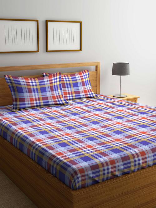 100% Cotton Double Bedsheet With Two pillow covers - 14536599 - Very Small Image - 1