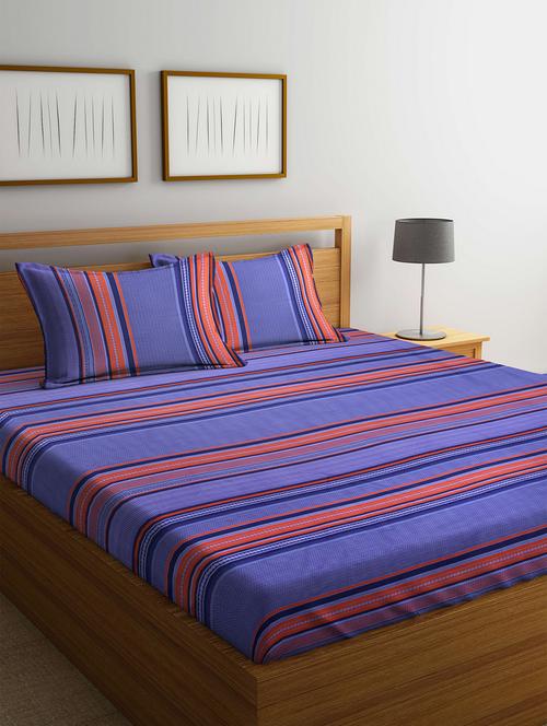 100% Cotton Double Bedsheet With Two pillow covers - 14536603 - Very Small Image - 1