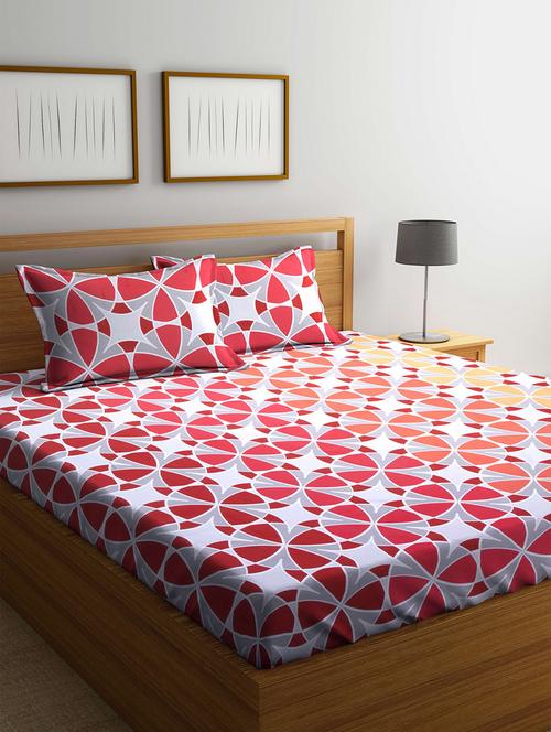 100% Cotton Double Bedsheet With Two pillow covers - 14536604 - Very Small Image - 1