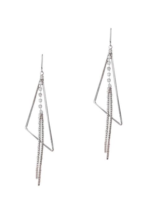 silver metal drop earrings - 14536803 - Very Small Image - 1