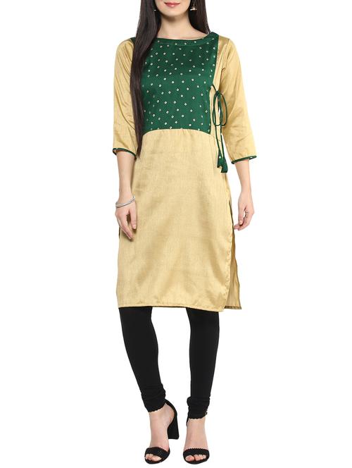 yellow poly silk straight kurta - 14536844 - Very Small Image - 1