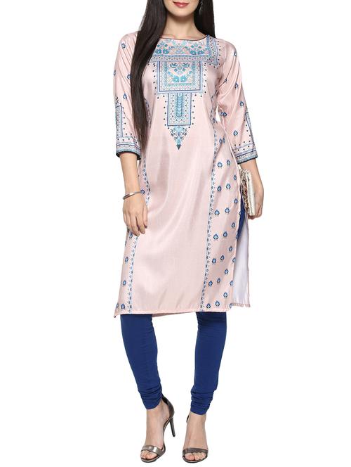 pink poly silk straight kurta - 14536846 - Standard Image - 1
