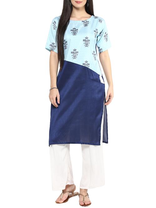 blue none straight kurta - 14536849 - Very Small Image - 1