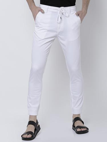 white cotton blend jogger - 14537145 - Very Small Image - 1