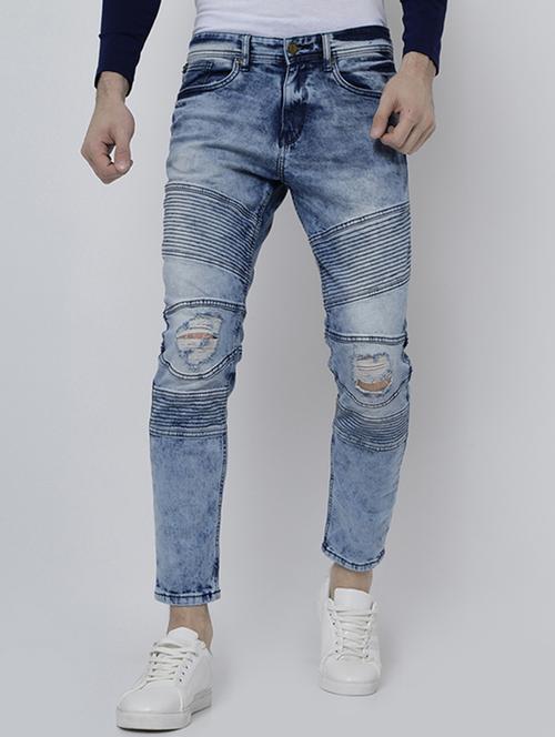 blue cotton blend biker jeans - 14537151 - Very Small Image - 1