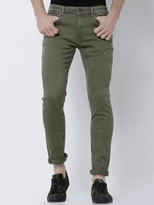 green cotton blend plain jeans - 14537156 - Very Small Image - 1