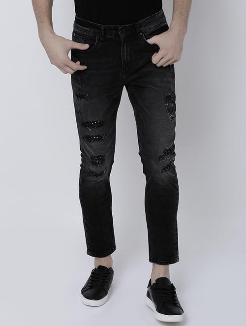 black cotton ripped jeans - 14537174 - Very Small Image - 1