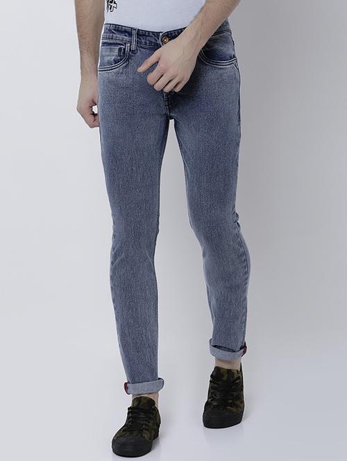 blue cotton blend plain jeans - 14537176 - Very Small Image - 1