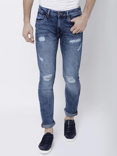 blue cotton blend ripped jeans - 14537184 - Very Small Image - 1