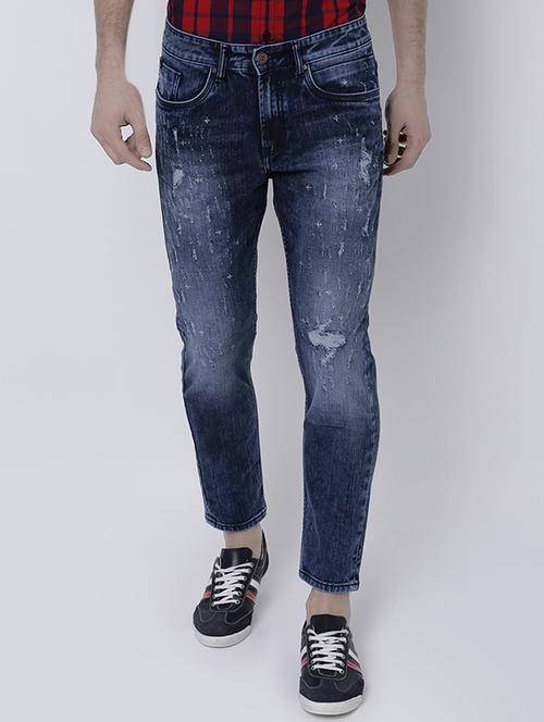 blue cotton blend ripped jeans - 14537188 - Very Small Image - 1