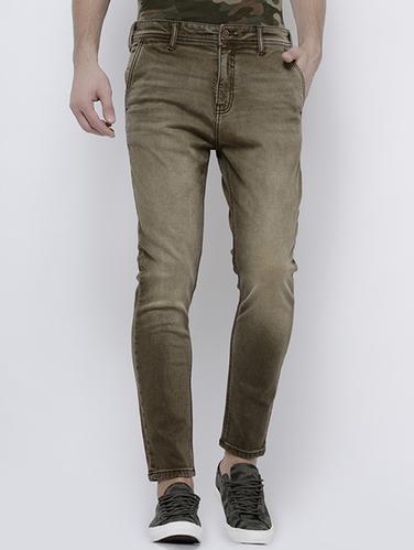 brown cotton blend plain jeans - 14537190 - Very Small Image - 1