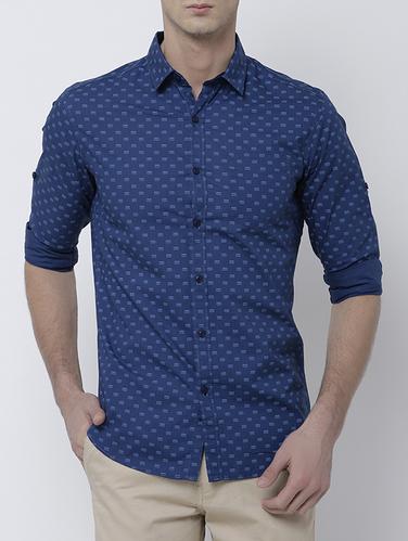 blue cotton casual shirt - 14537218 - Very Small Image - 1