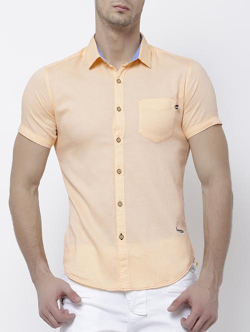 orange cotton casual shirt - 14537250 - Very Small Image - 1