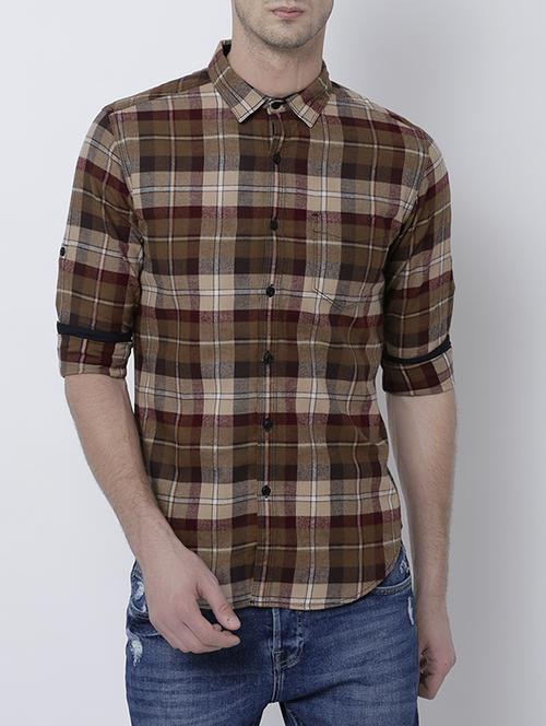 brown cotton casual shirt - 14537260 - Very Small Image - 1