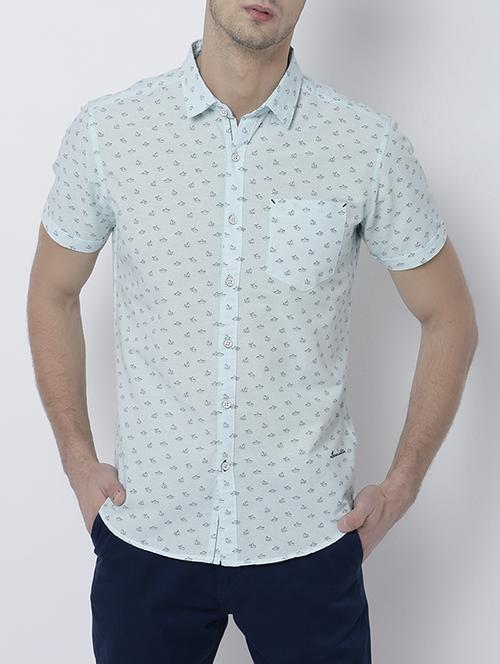 light blue cotton linen casual shirt - 14537264 - Very Small Image - 1