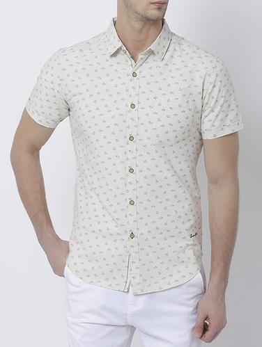 beige cotton linen casual shirt - 14537267 - Very Small Image - 1