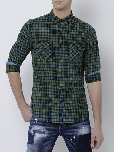 green cotton casual shirt - 14537273 - Very Small Image - 1