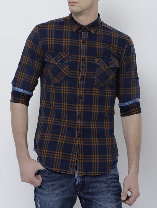 blue cotton casual shirt - 14537276 - Very Small Image - 1