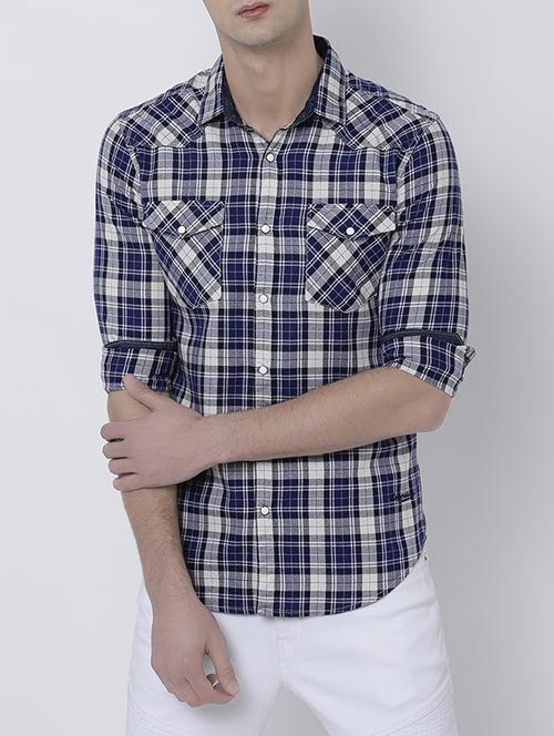 blue cotton casual shirt - 14537289 - Very Small Image - 1