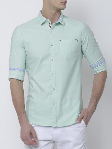 light blue cotton blend casual shirt - 14537296 - Very Small Image - 1