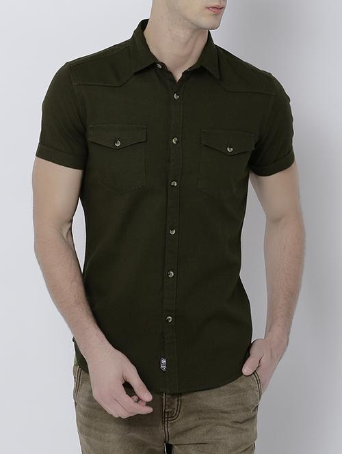green cotton casual shirt - 14537301 - Very Small Image - 1